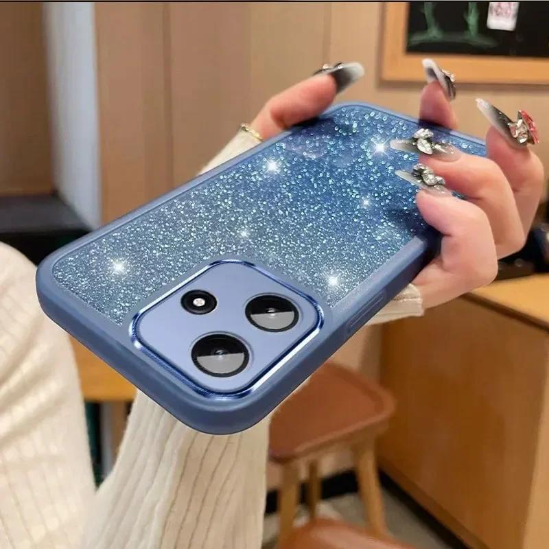 

For OPPO A5 Pro 5G Glitter Full Lens Camera Protection Film Phone Case for OPPO A5Pro A3X A80 A60 A40 Reno 13 FS Silicone Cover For OPPO A60 5G синий