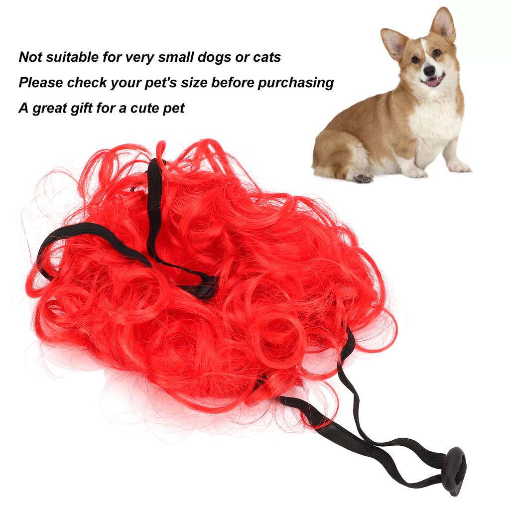 Pet Wig Elastic Band Washable Dog Cosplay Wig for Small Medium Large Dogs Cats
