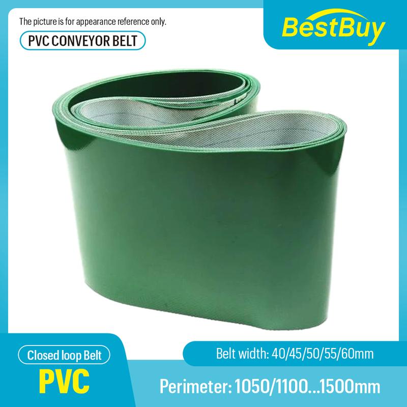 PVC Industrial Transmission Conveyor Belt Custom Sizes Available Perimeter 1050mm-1500mm Belt Width 40mm-60mm 1050mm-Green