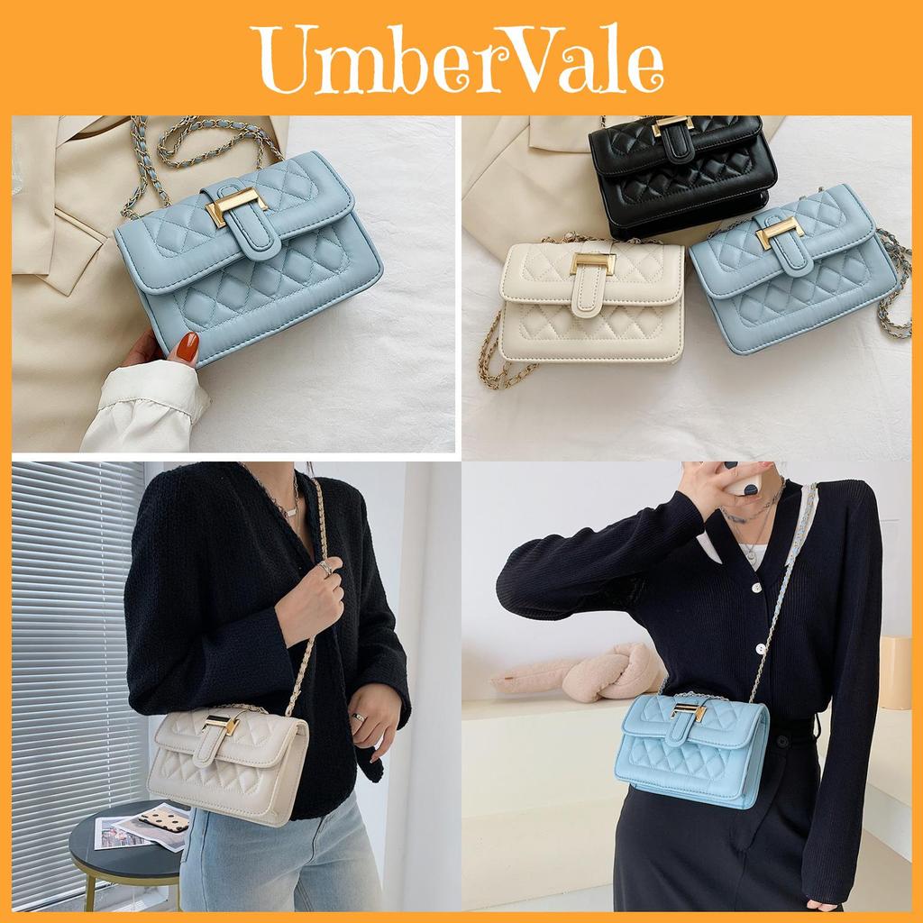 Fashionable Urban Chic Diamond Quilted Chain Shoulder Bag Stylish Small Pu Crossbody