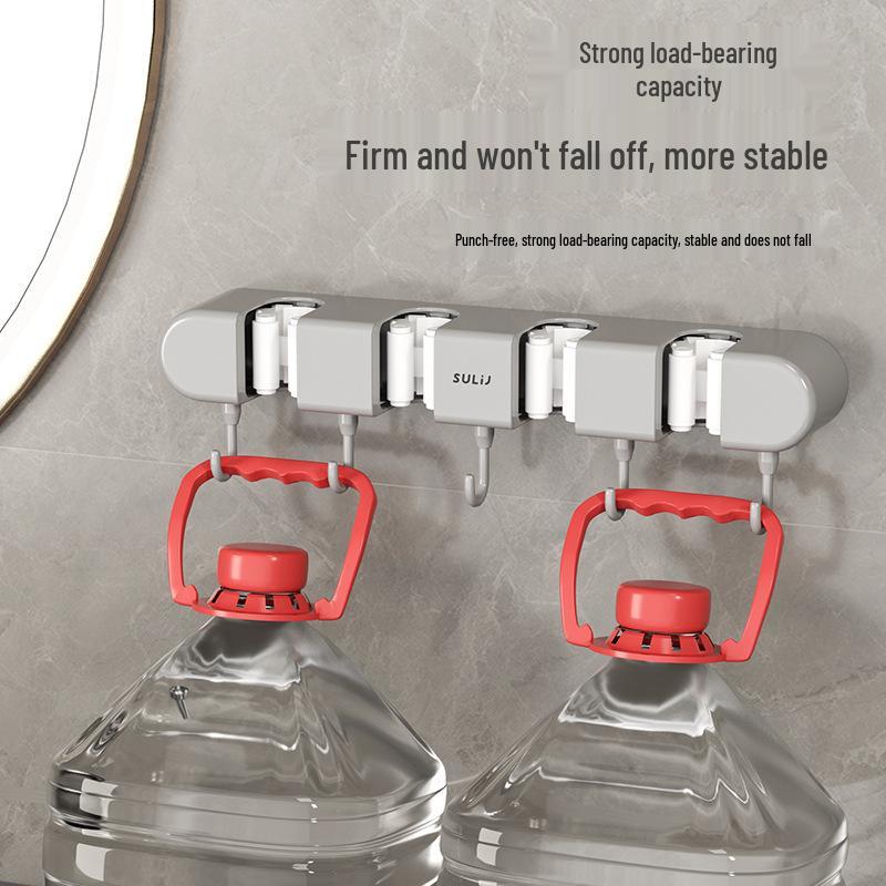 Dweil- en Bezemhouder: Klem voor Wandmontage zonder Boren - Multifunctioneel Opbergrek voor Badkamer & Keuken