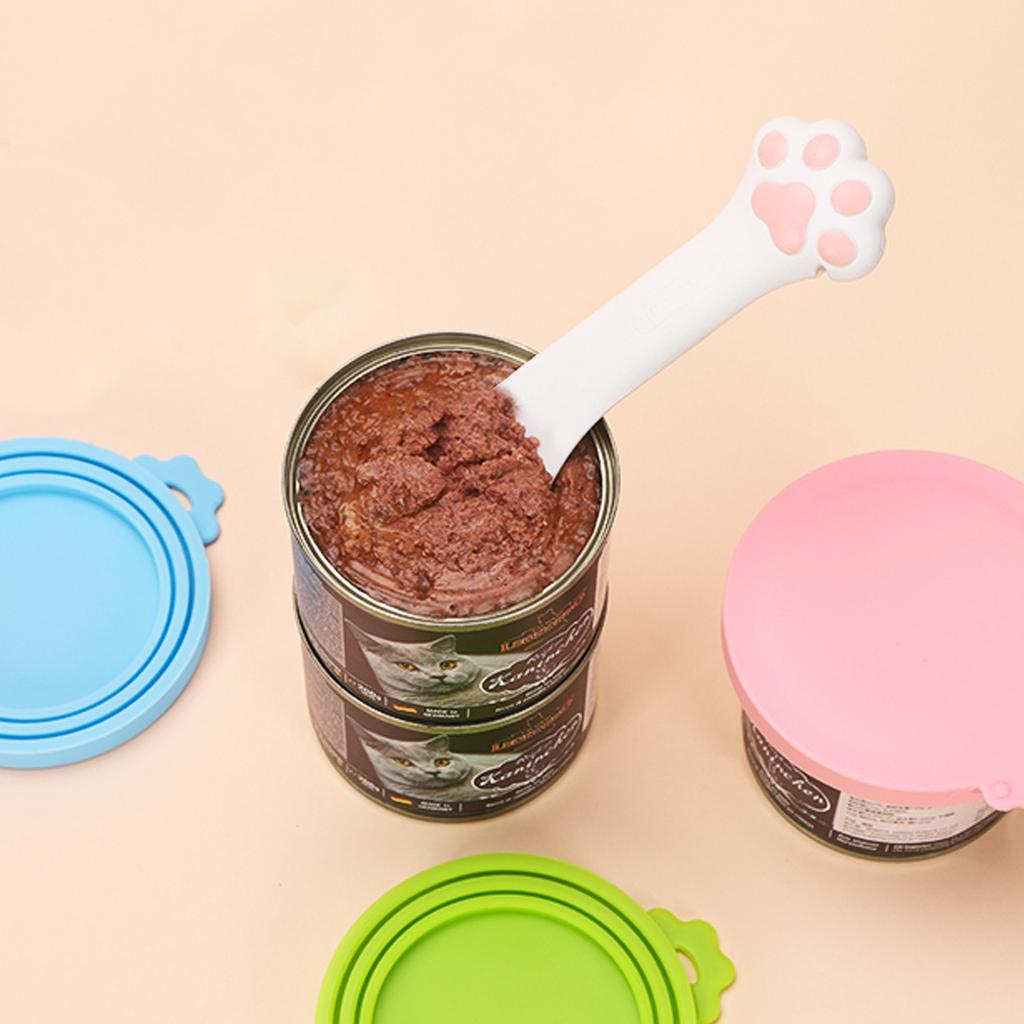 Silicone Cat Food Spoon Manual Can Opener Multifunctional Pet Food Can Scoop Lid Lifter Feeding Mixing Spoon Lid Lifter