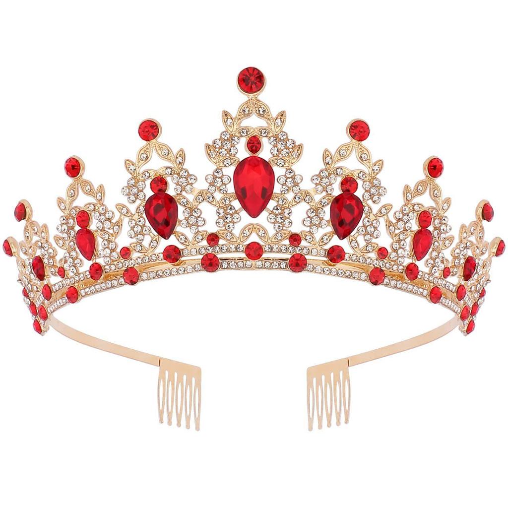 Elegant Blue Diamond Princess Crown Rhinestone Headband – Korean Style Crystal Wedding Accessory