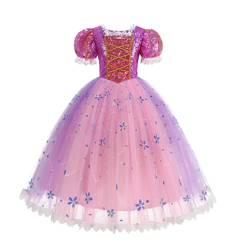 Girls Cosplay Frozen Elsa Anna Dress Children Rapunzel Jasmine Mermaid Princess Carnival Kids Pageant Disguise Costume