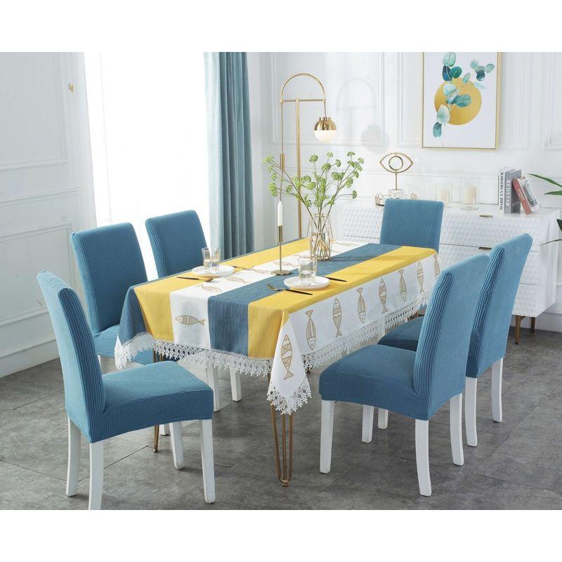 

Minimalist Chair Cushion Household Pink Universal Leather Wooden Tablecloth Fish yellow + Blue 2 individual seat covers