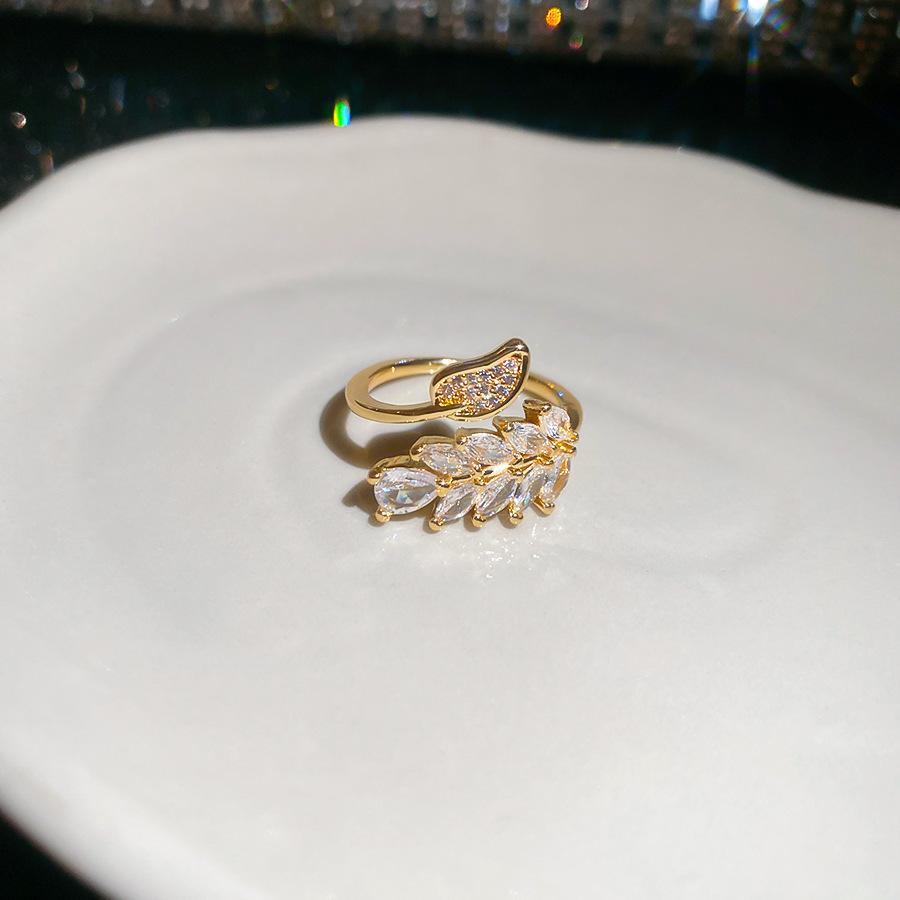 Maillard Vintage Geometric Flower Tiger's Eye Open Ring Simple Index Finger Ring Jewelry