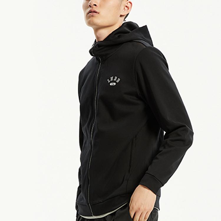 Li-Ning Basketball Series Zip-Up Hoodie Jacket Men Outerwear Standard-Black AWDQ587-1