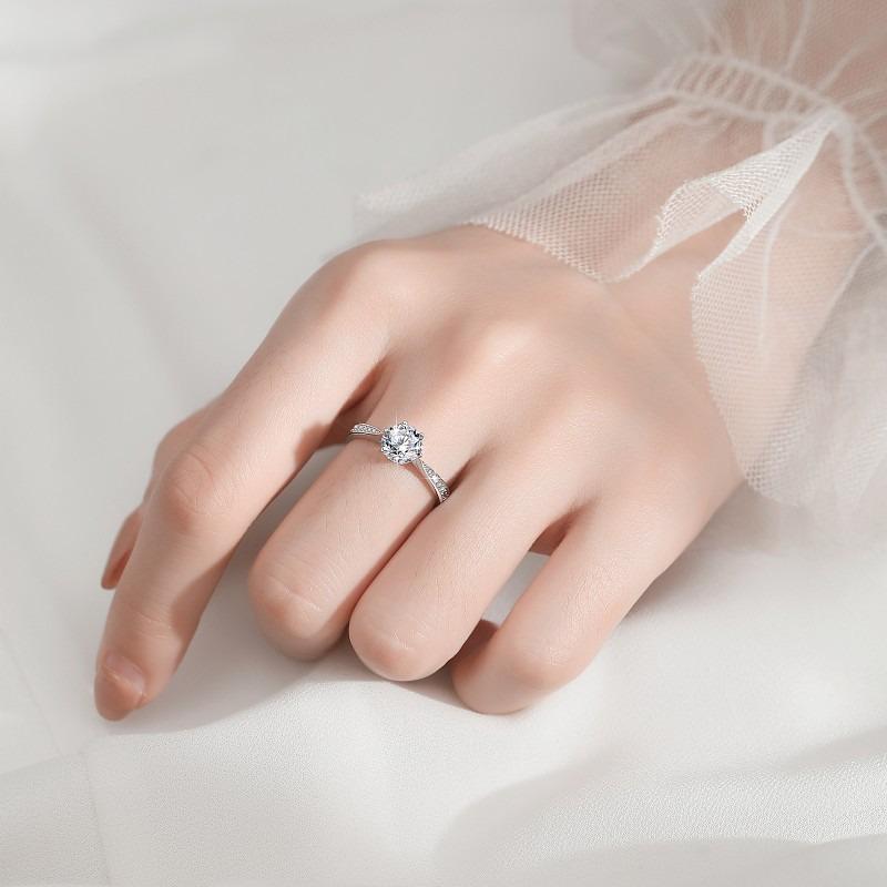 2CT Moissanite 925 Silver Ring Luxury for Women Engagement Wedding Simple Jewelry Birthday Gifts Fashion High Quality