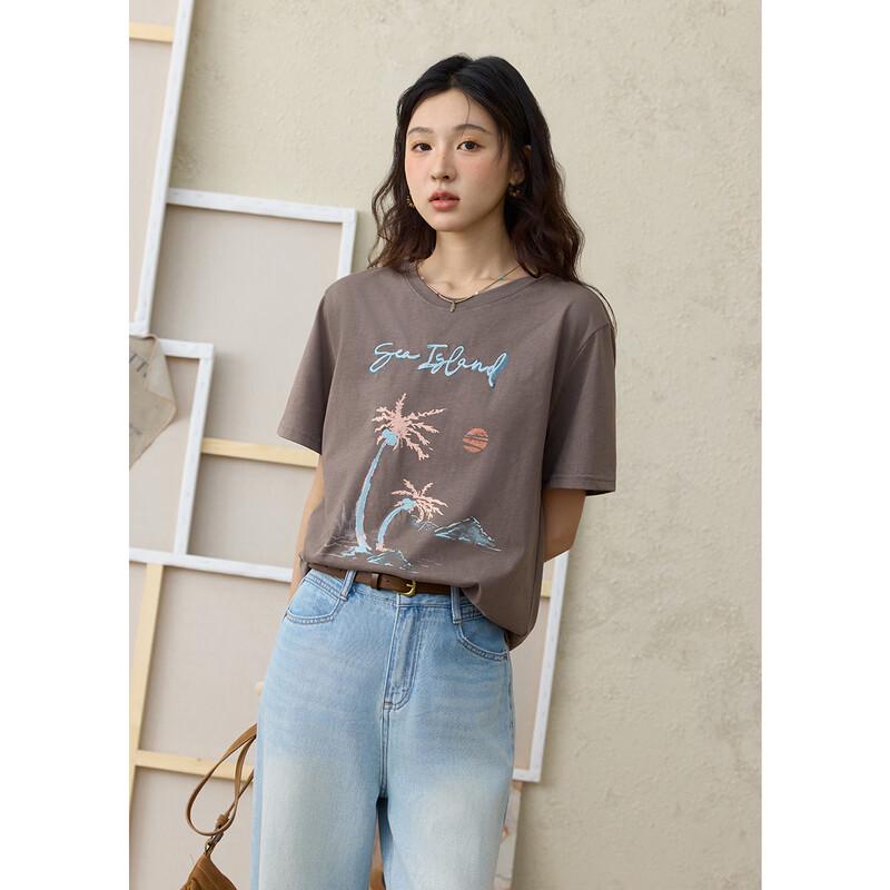 

Women s Coconut Tree Print Short Sleeve T-Shirt M
