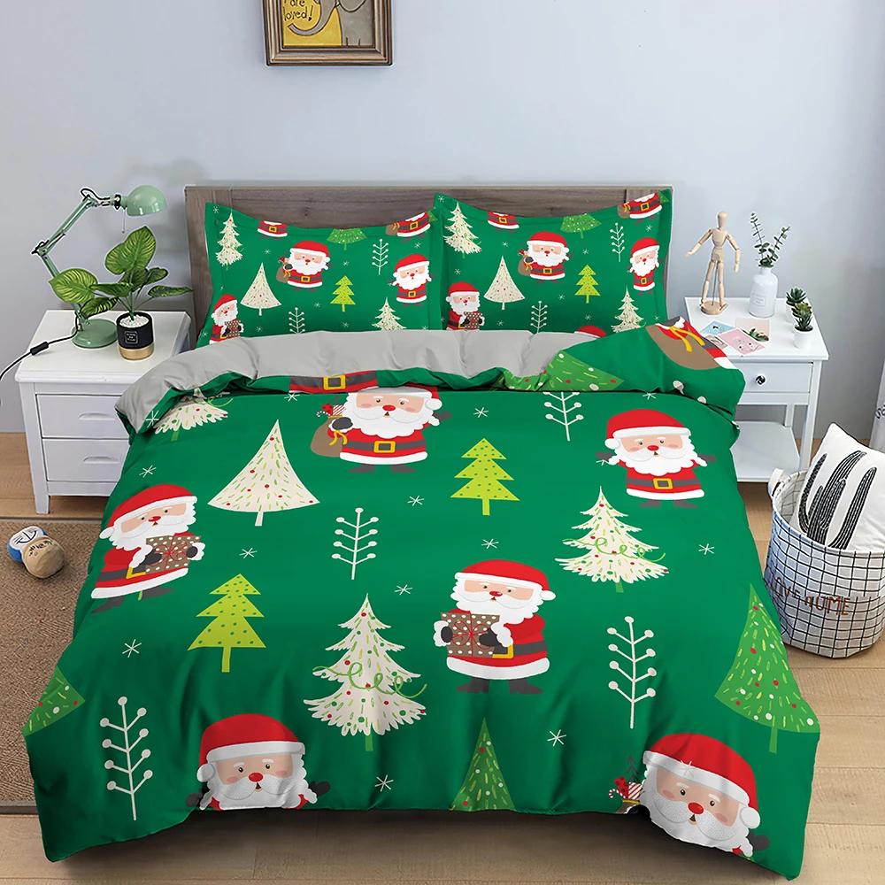 Comforter Christmas Bedding Set 3D Print Santa Claus King Queen Single Double Size Kids Polyester Bedding Set No Bed Sheet