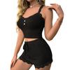 Women's Casual Lace Lace Camisole Vest Pajama Set For Home Wear Vest Pajama Set For Home Wear