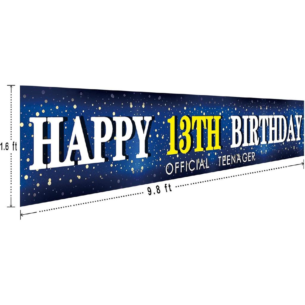 Large Blue Happy 13th Birthday Banner, Huge Teenager Sign, 13th Bday Sign for Yard Garden, 13 Year Old Blue Birthday Party,13 Bday Party Photo
