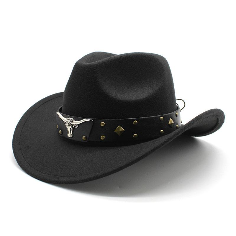 Western Cowboy Hat Vintage Jazz Hat Men And Women Wool Top Hat Felt Hat