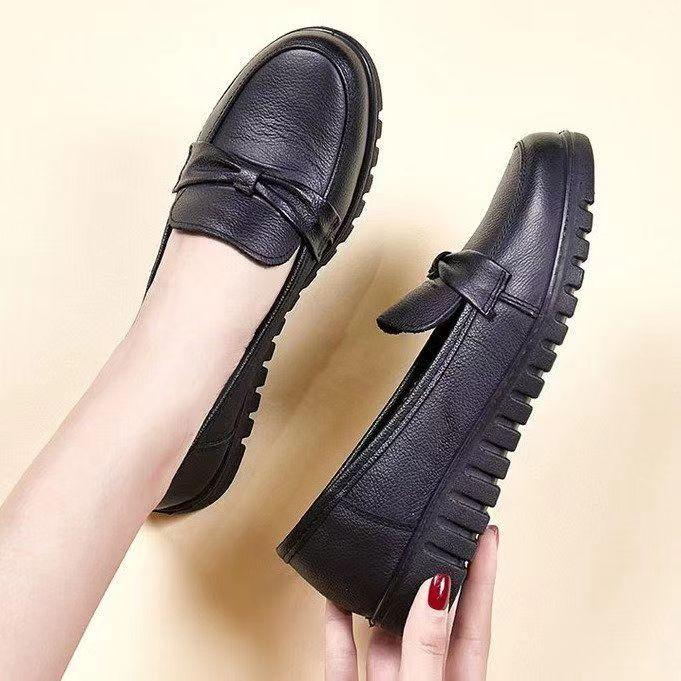 

Туфли для мам, кожаные туфли не утомляют, мягкая кожа и мягкая подошва не скользят, одинарные туфли для женщин среднего и пожилого возраста удобны 40 чёрный