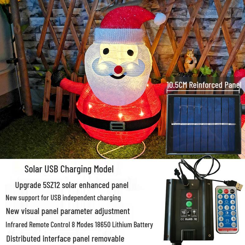 Solar Christmas Snowman and Santa String Lights for Courtyard, Villa, Garden, and Mall Holiday Decor.