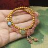 Sandalwood Bead Bracelet 4mm Double Layer, Natural Stone Beaded Wristband, Ethnic Jewelry Gift