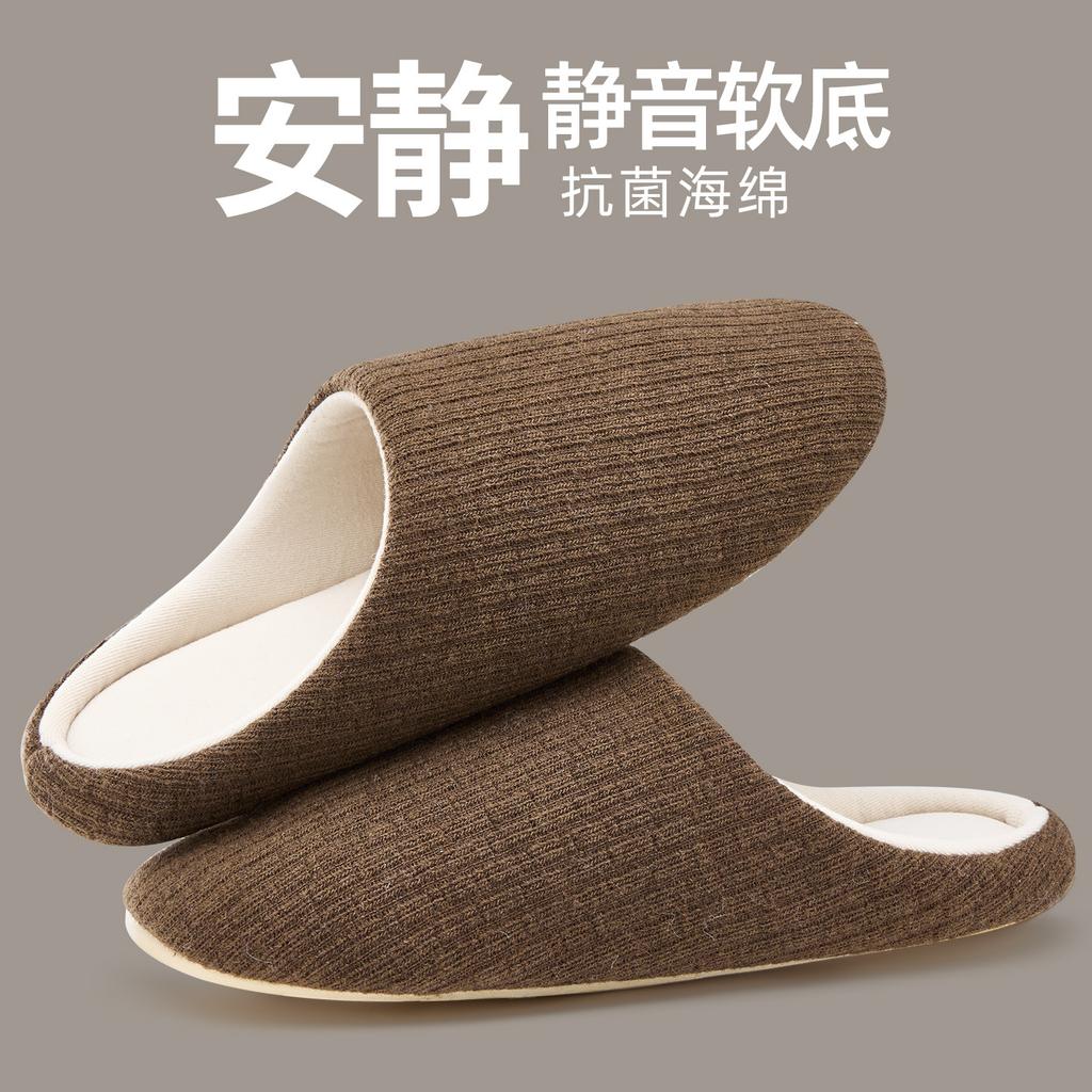 Non-slip Silent Cotton Slippers Autumn and Winter Indoor Home Couple Soft Bottom Comfortable Velvet Warm Four-season Cotton Mop