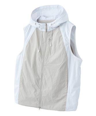 Raiment Curved Raglan Hooded Vest Zip-Up_Light Gray