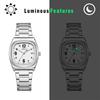 Square Watch Women Calendar Luminous Analog Display Cute Fashion Stainless Steel Band Waterproof Quartz Wristwatch Fashion Accessory - Birthday