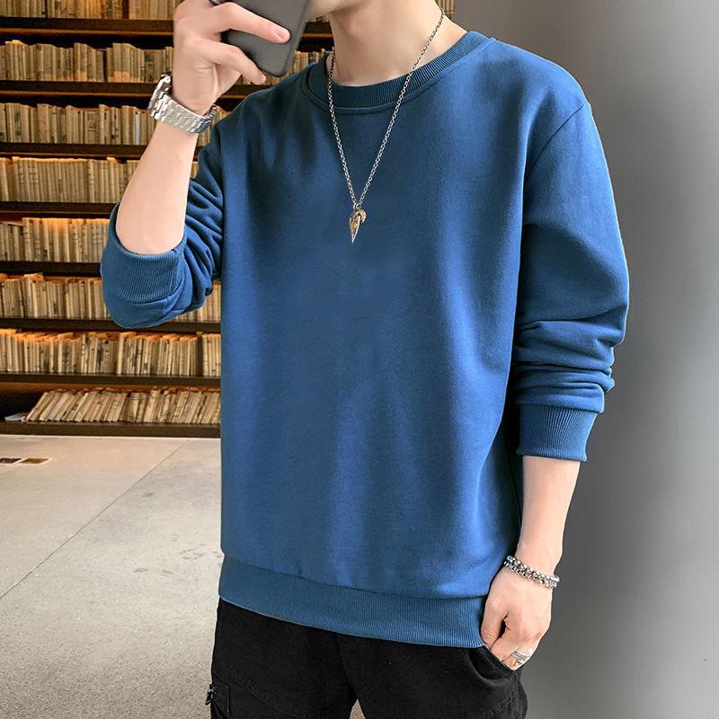 Men's Korean-Style Casual Printed Sweatshirt - Round Neck, Loose Fit, Versatile for Spring and Autumn