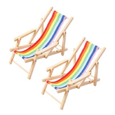 Maison de Poupée en Bois Chaise de Plage Modèle Figurine Pour Échelle 1/12 Meubles Miniatures Arrangement de Scène Décoration d'Affichage