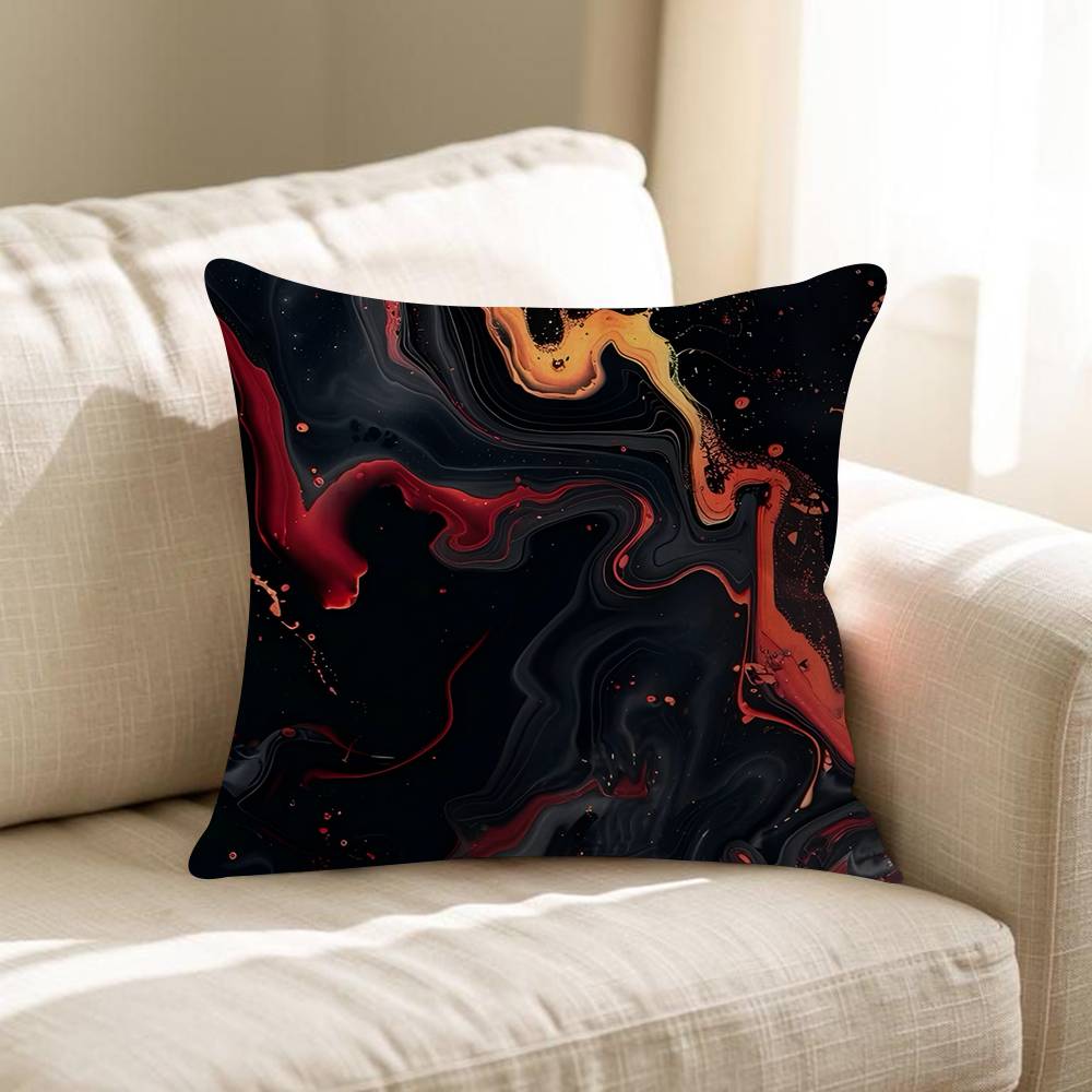 Federa per Cuscino Decorativa da Divano per Soggiorno Casa Decorazione Personalizzata Ripple Art Nero Rosso