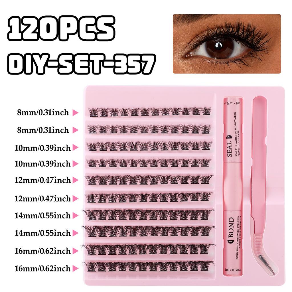 120 Clusters Single Cluster D Curve False Eyelash Set 10-16Mmdiy Segmented Grafting Thick Eyelashes