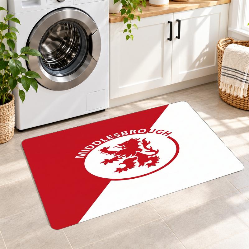 Flannel Kitchen Mat Middlesbrough FC Soft Area Rug Non Slip Floor Carpet Home Decoration