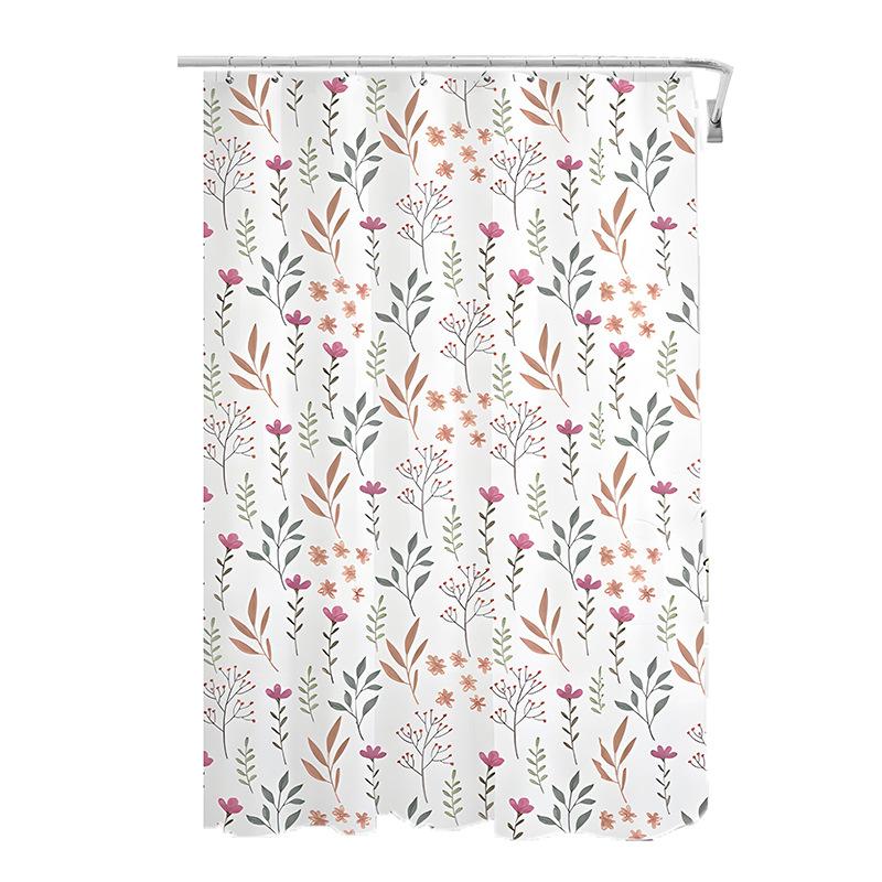 Floral Shower Curtain Household Waterproof Bathroom Curtain Polyester Bathing Cover for Home Hotel