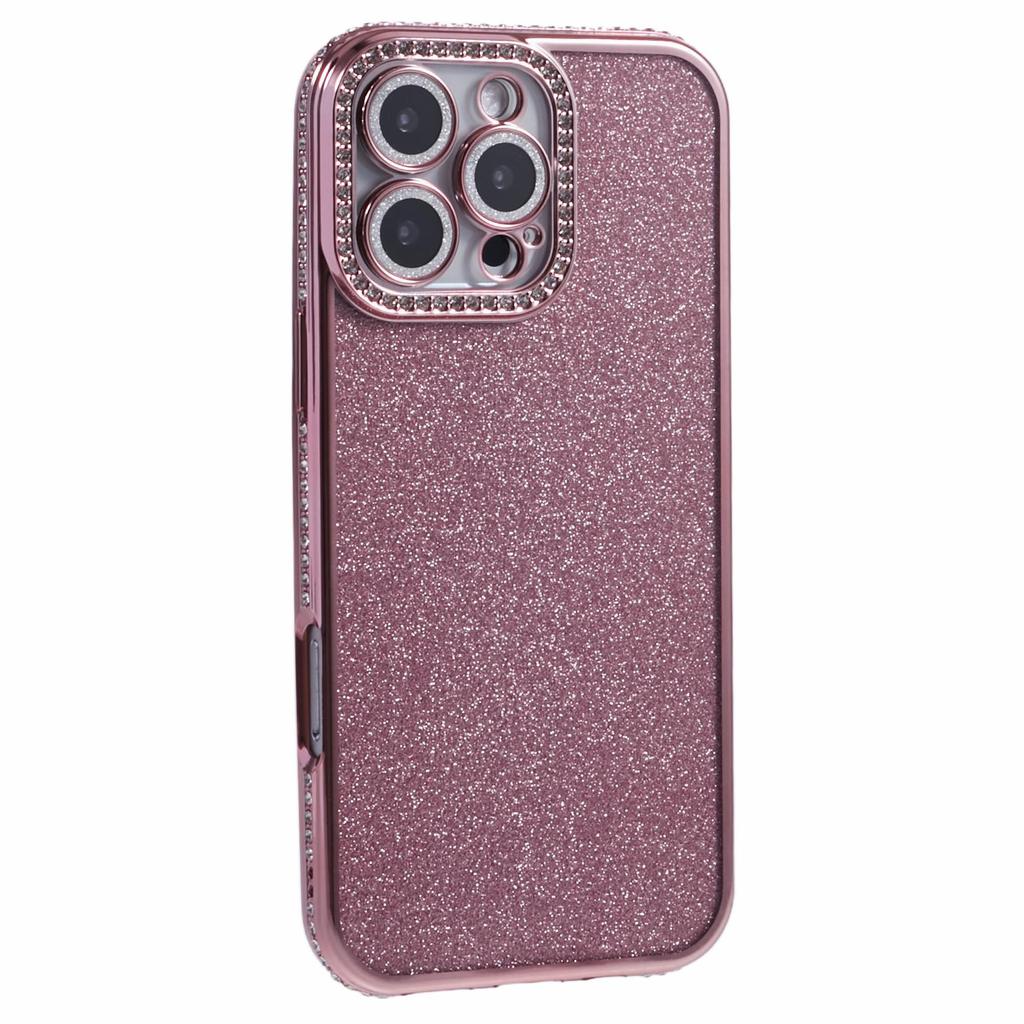 Für iPhone 16 Pro Max Hülle Kameraschutz Klarer Handy-Rückseitenschutz Strassdekor Mit Glitzerpapier