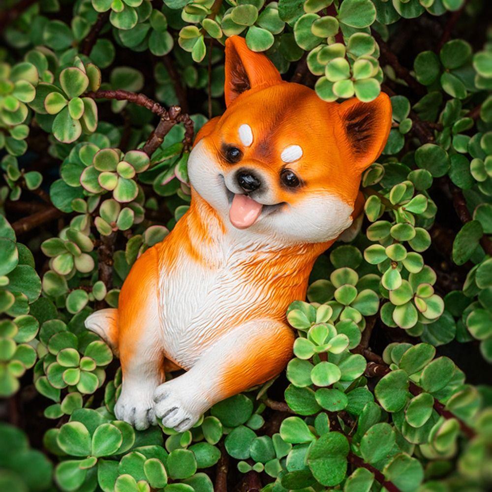 3D Dog Climbing Garden Statue Cute Fish Tank Figurine Garden Figurine  Garden