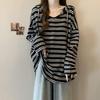 Korean Style Maternity Striped Hoodie T-shirt - Loose Fit, Versatile, Age-Reducing Spring Wear