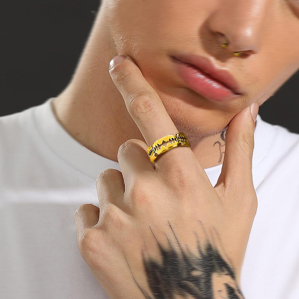 Stainless Steel Thick Blunt Blades Rings for Men Women Size 7-14 Safe Wearing Gothic Punk Cool Ring Party Jewelry Gift
