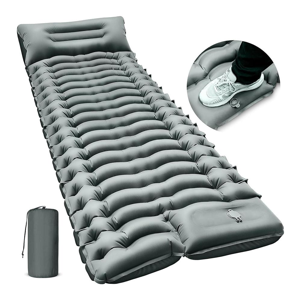 Camping Sleeping Pad Ultralight Camping Mat with Pillow Built-in Foot Pump Inflatable Sleeping Pads Compact for Camping Hiking