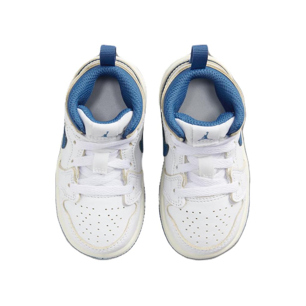 Sneakers Air Jordan 1 Mid SE TD Blu Industriale per Bambini Bianco Vela FN7537-141