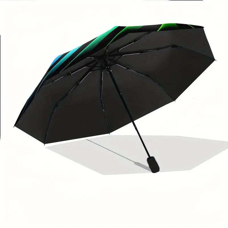 Automatic Folding Umbrella with Vibrant Rainbow Spiral Pattern, Portable and Compact Design for All Seasons - Perfect Outdoor