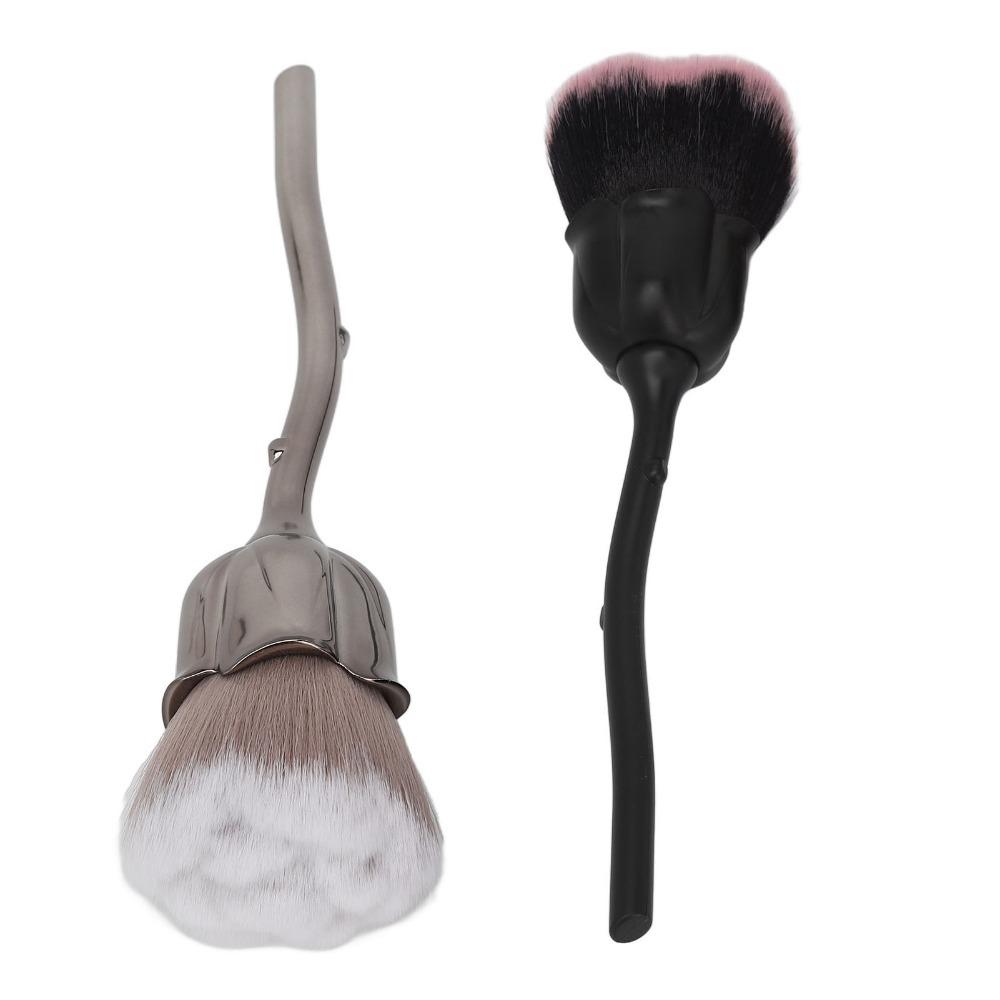 2pcs Rose Shaped Rose Flower Makeup Brush Nail Art Dust Remover Brush Salon Manicure Work