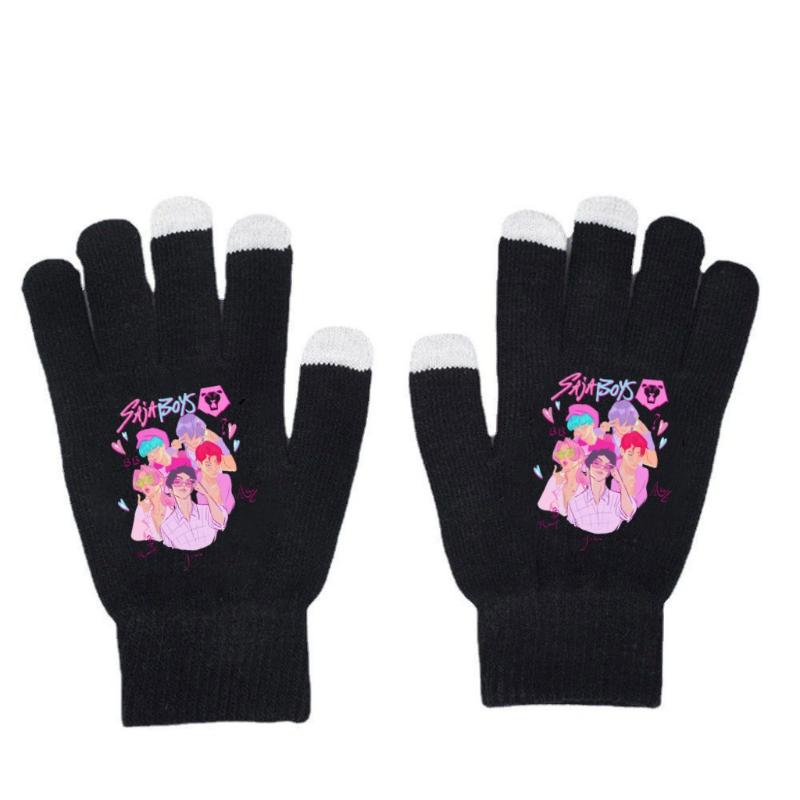 K Pop Demon Hunters Girls Gloves Woman Touch Screen Gloves Lady Winter Warm Cartoon Anime Accessories Cute Gift