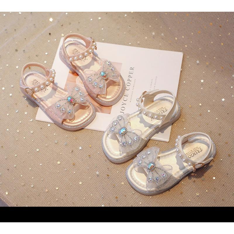 New bow diamond soft sole cute princess sandals for girls