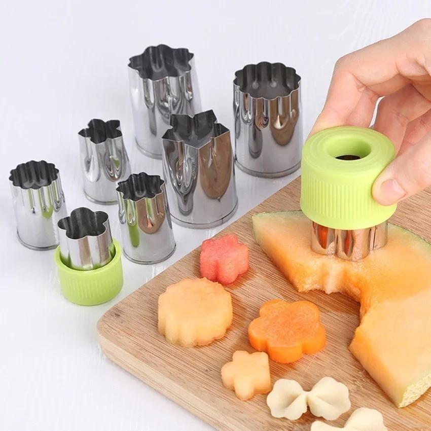 

1Set Kitchen Portable Tools Stainless Steel Puzzle Fruit Vegetable Cutter Kitchen Mold Flower Shape Cooking Pastry Accessories 8pcs