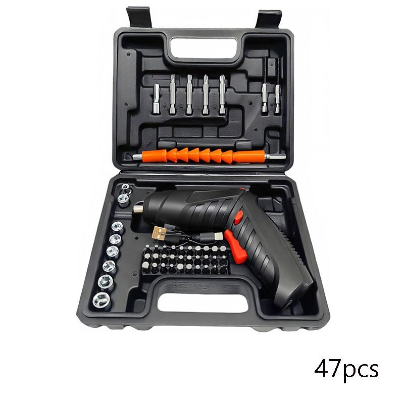 47PCS 3.6V Cordless Electric Screwdriver Set with 1800mAh Battery Portable Household Repair Tool for Home DIY Furniture Assembly