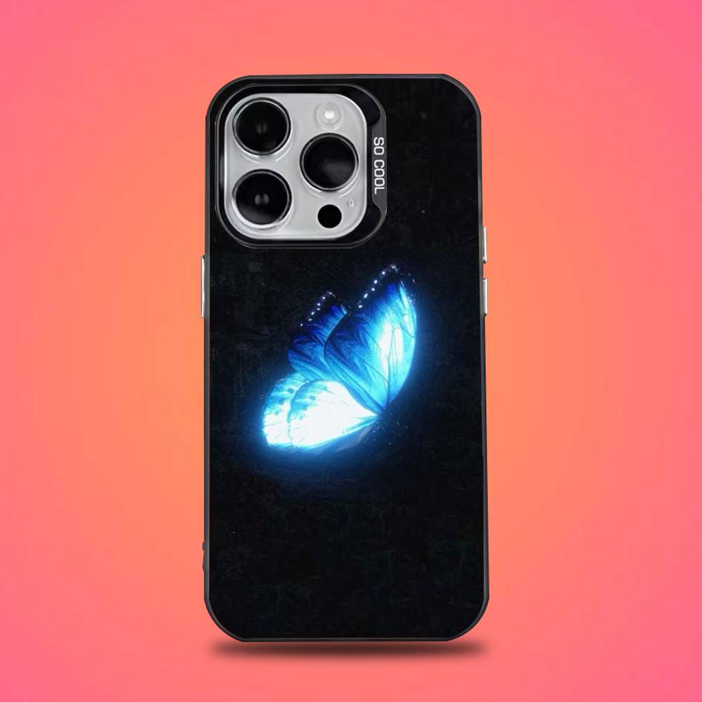 Glow In The Dark Butterfly Phone Case For iPhone 16,15,14,13,12,11,Mini,Pro,E,SE4,XS,MAX Black Candy Matte Cover