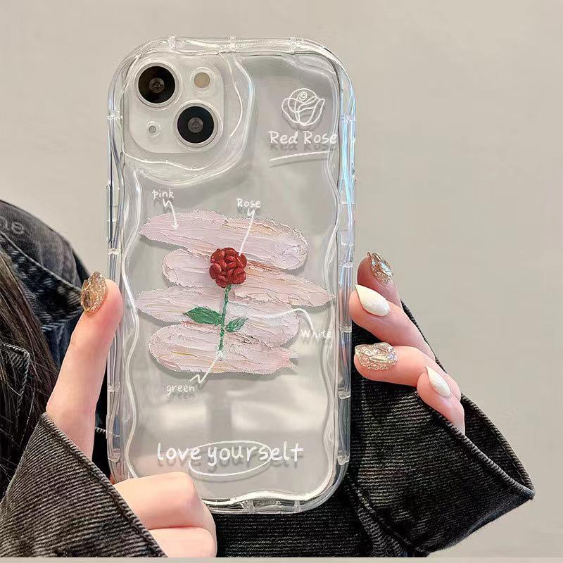 Pigment Rose iPhone 17 Pro/16 Pro Max/15/14/13 Transparent Phone Case for Girls