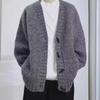 Autumn and Winter New Casual Versatile Loose Lazy Knitted Cardigan V-neck Horn Buckle Soft Waxy Thin Sweater Jacket Tide