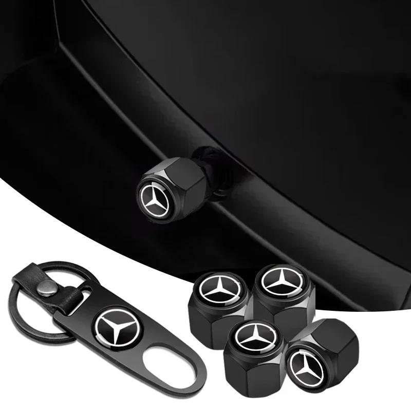 For Benz w2Car Wheel Tire Air Valve Caps with Keychain Accessories for Mercedes Benz Amg W168 W169 W108 W124 W126 C180 C200 C260 C300 W140