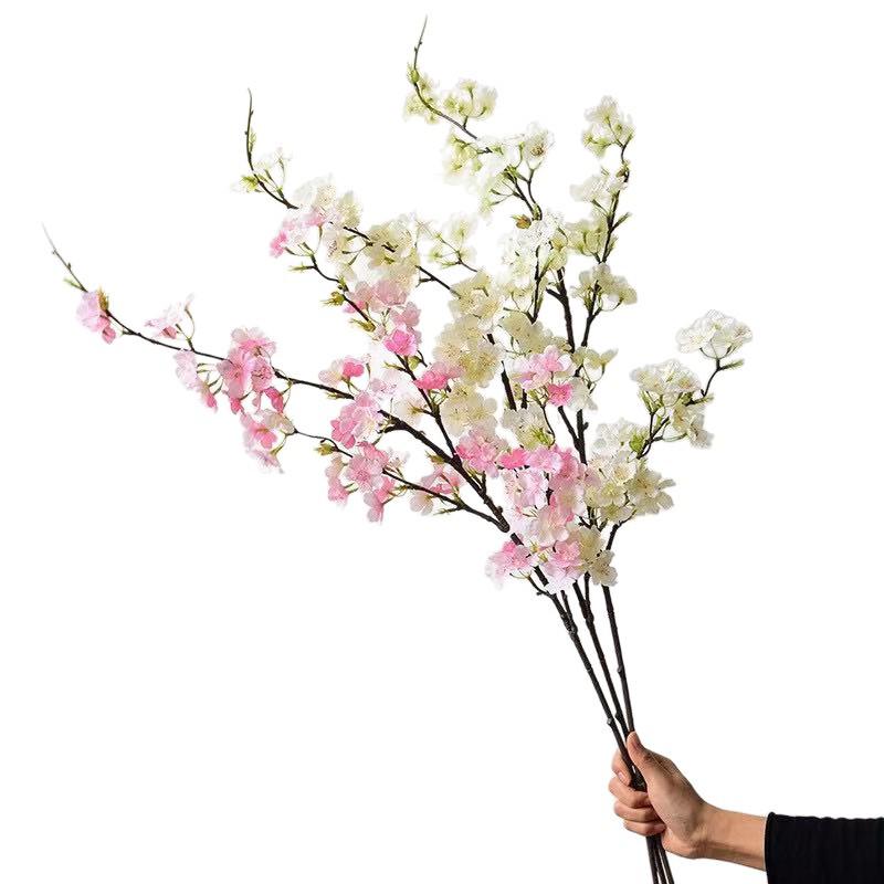 Cherry Blossom Silk Flower Bouquet: Indoor Decor for Living Room, Dining Table, and Floor Arrangement.