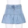 European & American Girls' Sweet College Style A-Line Denim Skirt with Anti-Exposure Lining