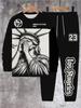 Autumn Men's Long-Sleeved Pants Set for Street Casual Fashion Soft and Comfortable with 3D Angel Pattern Print