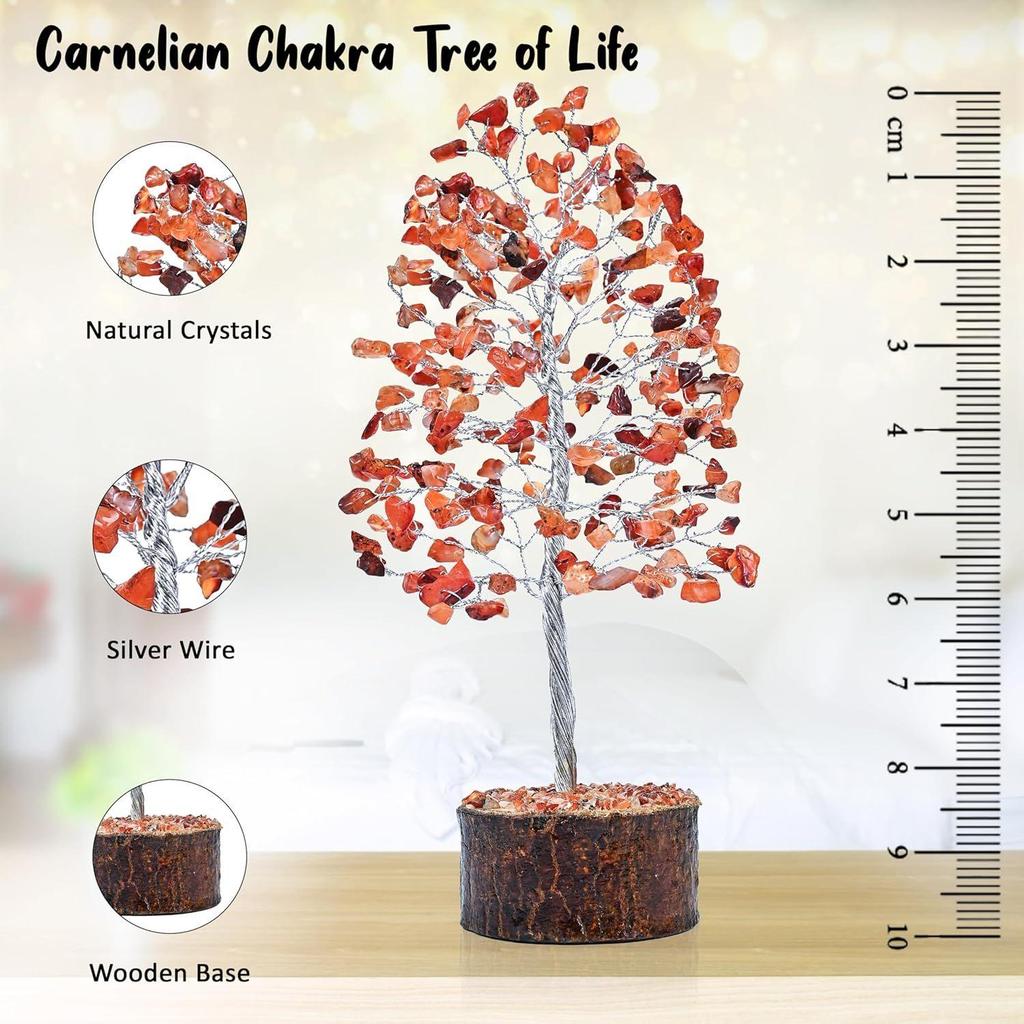 Carnelian Chakra Crystal Tree Good Luck Showpiece for Home Decor Items Crystals Gemstones Bonsai Money Tree