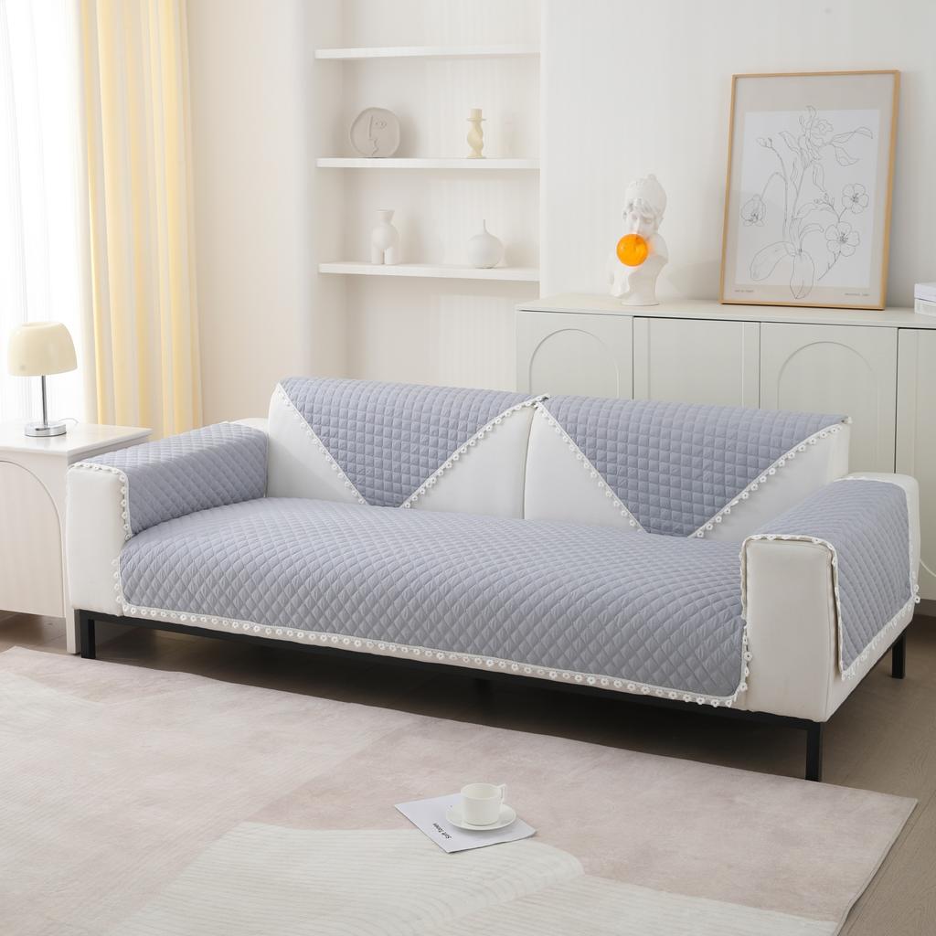 1pc Rhomb Quilted Non-Slip Sofa Cushion Cover, Slipcovers Protect your Living Room Couch Soft and Durable